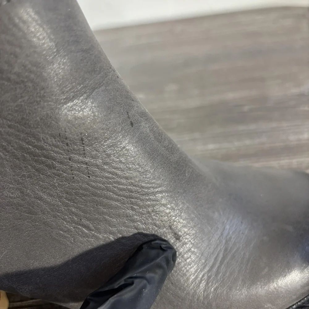 Dansko Booties Womens Size 38 Gray Leather Waterproof Ankle Zip Block Heel